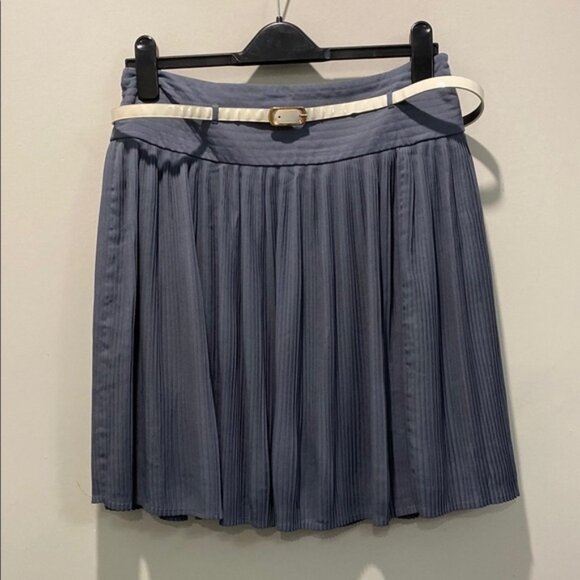 Dresses & Skirts - Anthropologie Leifsdottir Capella Pleated A-Line Swing Skirt Slate Blue Gray